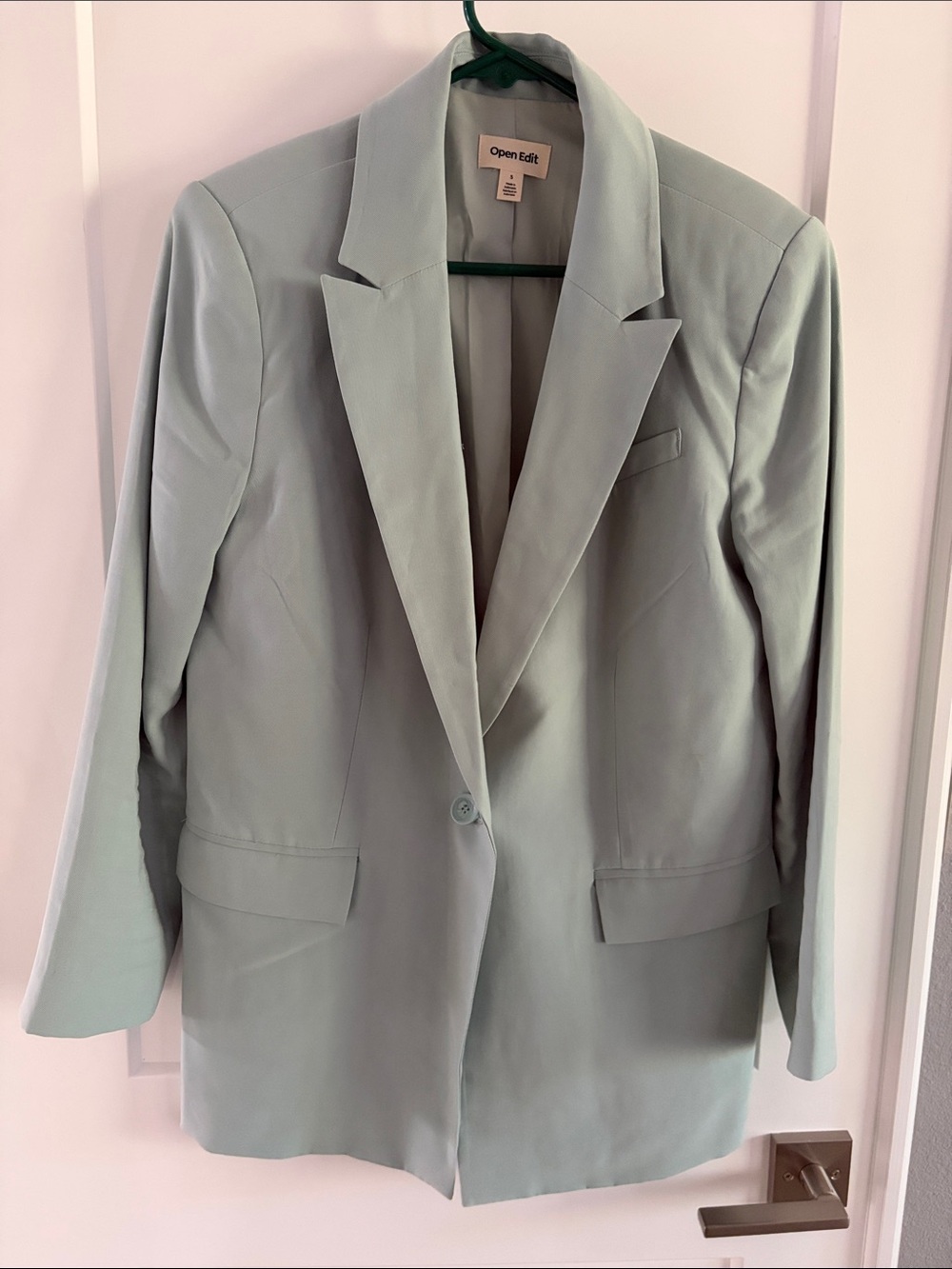 Open Edit Women's Mint Green Tailored Blazer